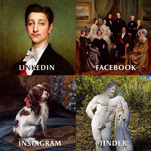 réseaux sociaux tinder facebook instagram linkedin
